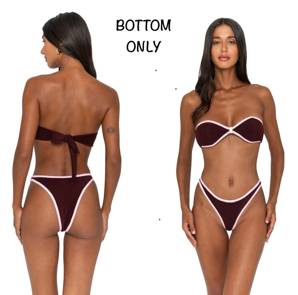 FAE Swim Hailey Milkshake Baby Terry High Cut Bikini Bottom Sz M NWT